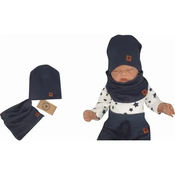 Kojenecké oblečení Z&Z Dvouvrstvá žebrovaná čepička + nákrčník, granátová Velikost: 92/98 (18-36m)