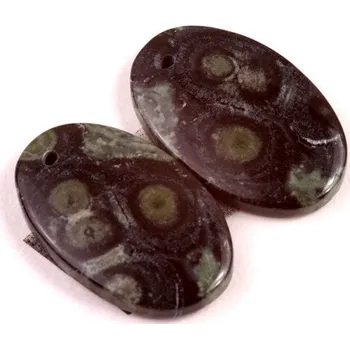 Přírodní kámen Vrtané Párové Kabošony Kambaba Jaspis č.VP22 (23x14x5mm)