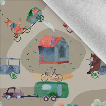 Látka softshell zimní automapa lišky