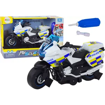 Dětské zboží Lean Toys Policie otáčení motocyklu DIY světla zní bílá
