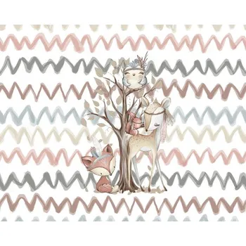 Imitace bavlněného plátna PANEL M 40x40 forest/les bílý