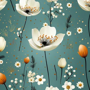 Látka na plavky, fitness oblečení s UV ochranou jemné květiny mentol