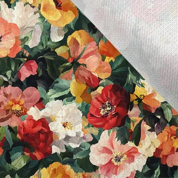 Flaušová kabátovina zahrada plná květin