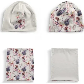 Panel se střihem S funkční úplet set čepice a nákrčník lesní víla