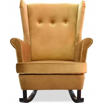 Křeslo Houpací křeslo ušák ARI, skandinávský styl Family Meble, zlatá hořčicová barva