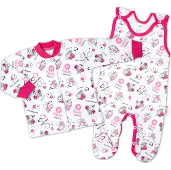 Kojenecká souprava Baby Nellys 2-dílná sada, bavlněné dupačky s košilkou Berušky, bílá Velikost: 62 (2-3m)