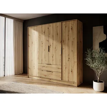 Šatní skříň SKŘÍŇ DUB ARTISAN ŠATNÍ SKŘÍŇ LIVIA 4D OTEVÍRACÍ VELKÁ NA OBLEČENÍ ZÁSUVKY