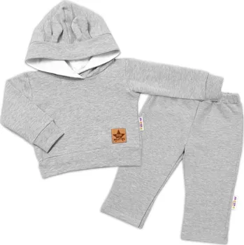 Tepláková souprava s kapucí a oušky,Baby Nellys, šedá Velikost: 98 (2-3r)