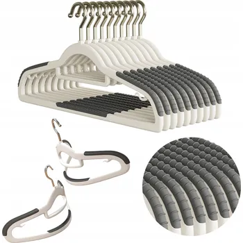 Věšák PROTISKLUZOVÉ VĚŠÁKY 10 KS ÚZKÉ PLASTOVÉ PEVNÉ DO SKŘÍNĚ NA OBLEČENÍ