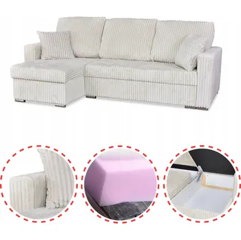 Sedací souprava Rohová Sedací Souprava Rene rozkládací s funkcí spaní Family Meble manšestr béžová