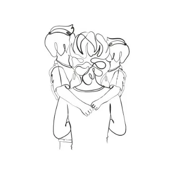 Bílý panel z polyesteru Matka s dětmi - st. a ml. syn