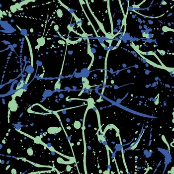 Látka na plavky, fitness oblečení - fluo cákance barev zeleno-modré