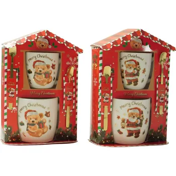 PROHOME - Hrnek s lžičkou keramický 2ks vánoční