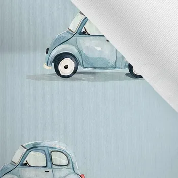 Látka matná na plavky, fitness oblečení modré autíčko