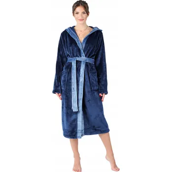 Dámský župan Dámský župan teplý dlouhý měkký župan BLV-168 Námořnická Modrá S