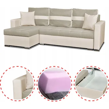 Sedací souprava Rohová Sedací Souprava pohovka Figo s funkcí spaní rohová sedačka Family Meble béžová