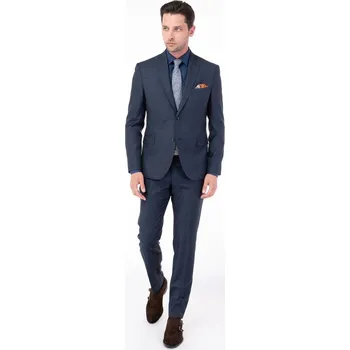 Pánský oblek Tmavě modrý oblek z merino vlny V přiléhavém střihu 176987