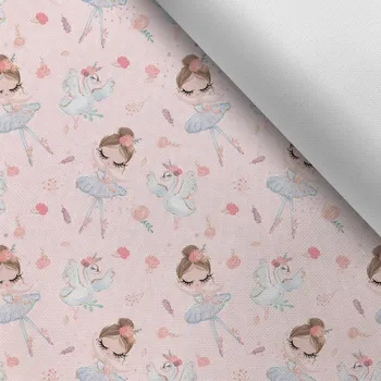 Látka s potiskem kočárkovina TD/NS baleríny růžové