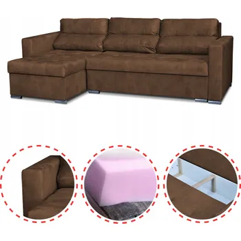 Sedací souprava Rohová Sedací Souprava Varius rozkládací s funkcí spaní Family meble rohová sedačka hnědá be