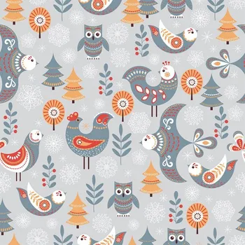 Šusťákovina se zátěrem folk birds in grey