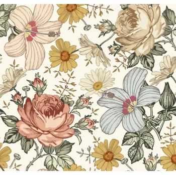 Zatemňující látka/ blackout béžové květiny