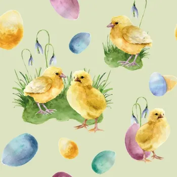 Imitace bavlněného plátna velikonoce - kuřátka