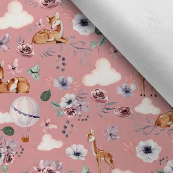 Látka s potiskem kočárkovina TD / NS nature / příroda starorůžová