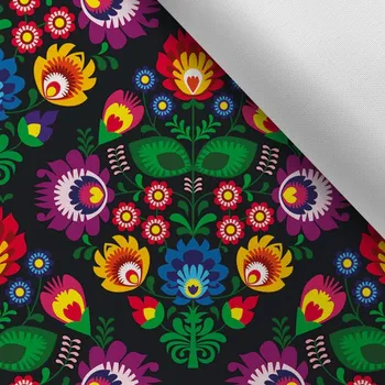 Látka s potiskem kočárkovina TD/NS folk Paula na černém