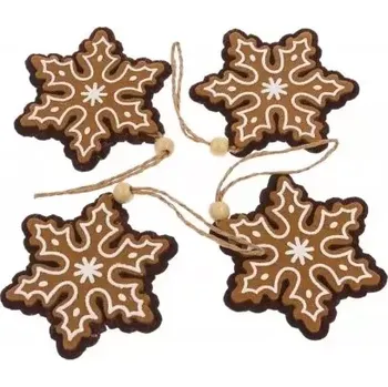 Vánoční dekorace Dekorace - Perníček filz vločka 4ks