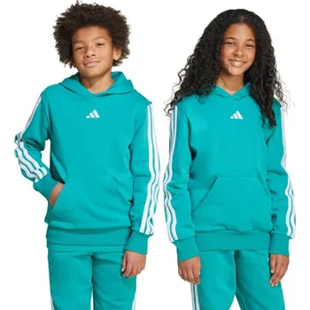 Dívčí oblečení Dětská fleecová mikina adidas 3 Stripes 225 Turquoise JN2417 152CM