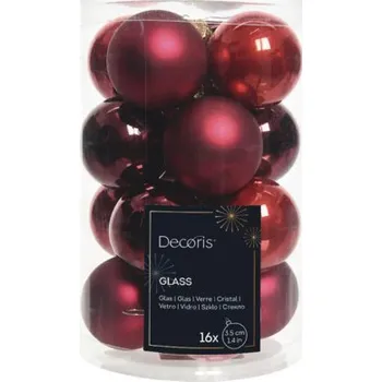 Vánoční ozdoba Vánoční ozdoby skleněné koule Ø 3,5 cm mix lesk/mat červené 16 ks