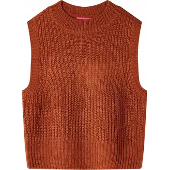 Dívčí vesta VidaXL Dětská pletená vesta, koňaková barva, velikost 128