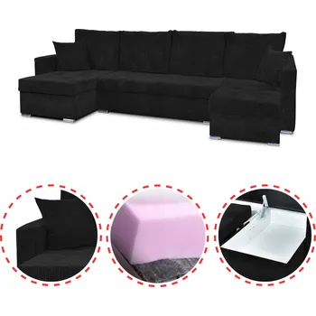 Sedací souprava Rohová Sedací Souprava Bonito BIG rozkládací s funkcí spaní Family Meble manšestr černá