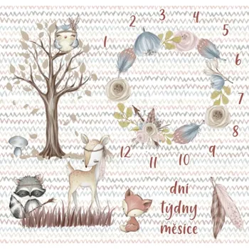 Imitace bavlněného plátna PANEL 120x120- milníková deka forest/les bílý CZ