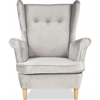 Křeslo Křeslo ušák ARI skandinávský styl Family Meble šedé samet velur prošívané