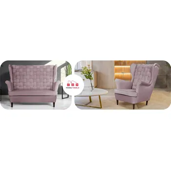 Sedací souprava Sedací souprava Carol pohovka křesla proužky Family Meble tyrkysová