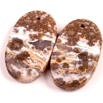 Přírodní kámen Vrtané Párové Kabošony Ocean Jaspis č.VP35 (23x14x5mm)