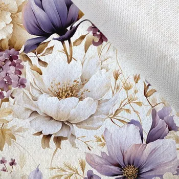 Flaušová kabátovina fialové květiny Vilma