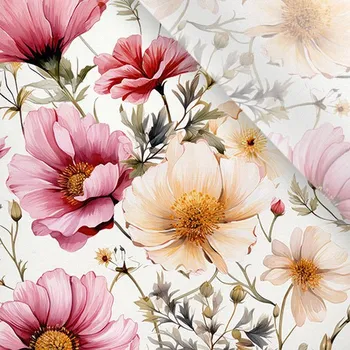 Umělé hedvábí / silky mírně elastické květiny světlé 67