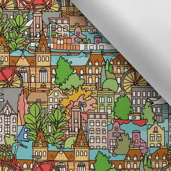 Látka s potiskem kočárkovina TD / NS I love Amsterdam