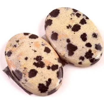 Přírodní kámen Vrtané Párové Kabošony Dalmatin Jaspis č.VP24 (22x15x5mm)