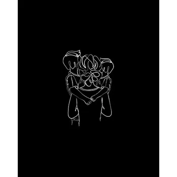 Černý panel z polyesteru Matka s dětmi - st. a ml. syn