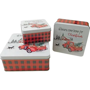 Dóza na potraviny PROHOME - Dóza sada 3ks vánoční čtvercová