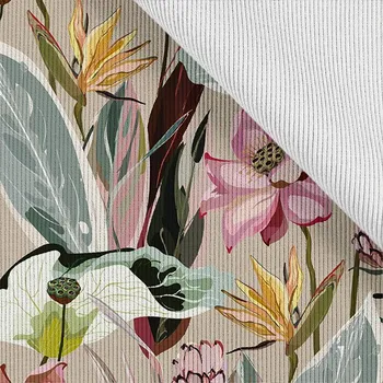 Funkční žebrovaný náplet metráž béžový lotus