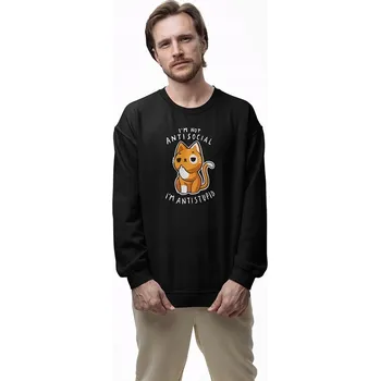 Pánská mikina D&B Design Unisex Mikina SWEB00032 Not Antisocial Černá - Velikost S