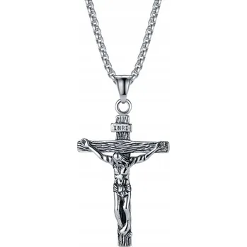 Náhrdelník Pánský náhrdelník Přívěsek kříž, Ježíš Kristus, chirurgická Ocel