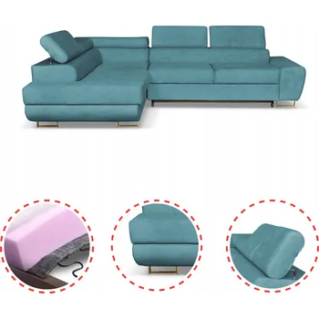 Sedací souprava Rohová Sedací Souprava Family Meble velur modrá