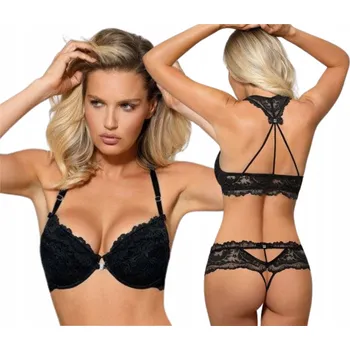 Dámské spodní prádlo Černá push-up podprsenka Róża velikost 85D