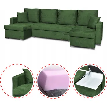 Sedací souprava Rohová Sedací Souprava Angel BIG s funkcí spaní Family Meble zelená