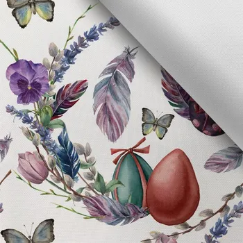 Látka s potiskem kočárkovina TD/NS velikonoce - květiny